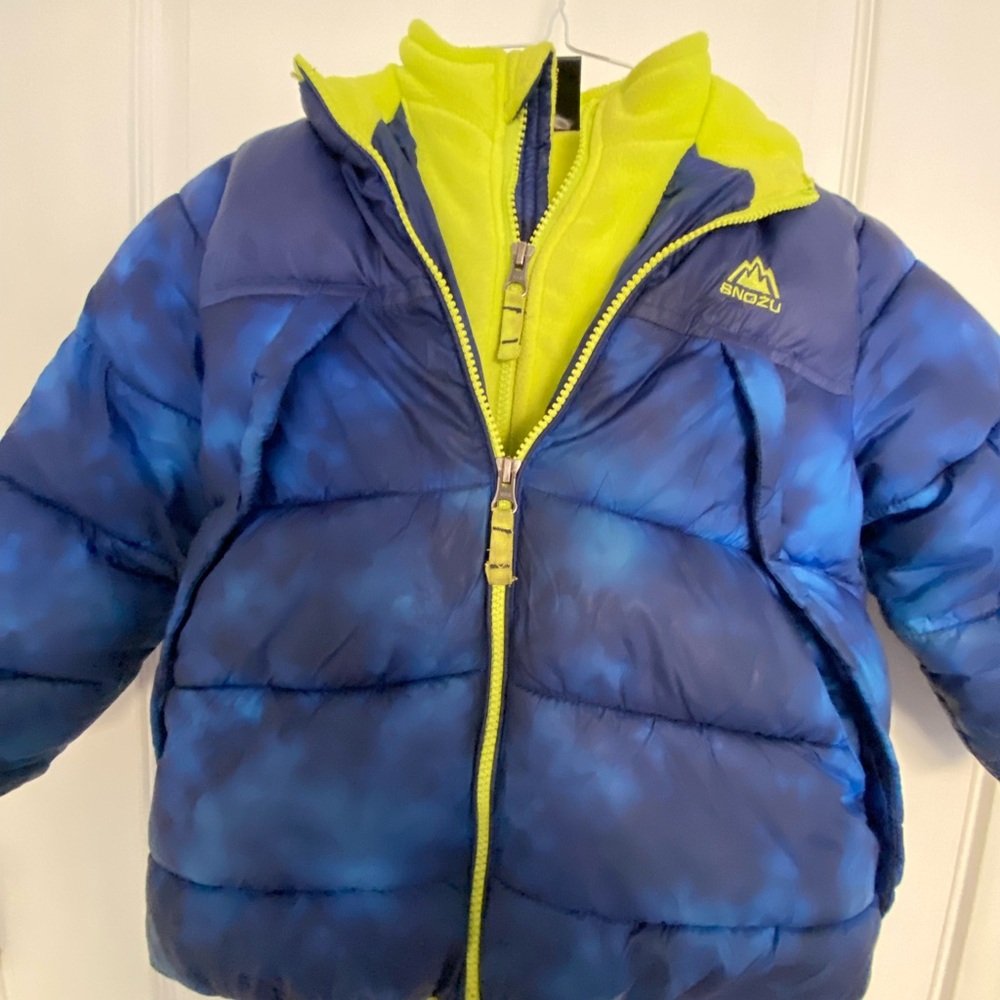 Snozu Kids Blue and Yellow Puffer Jacket